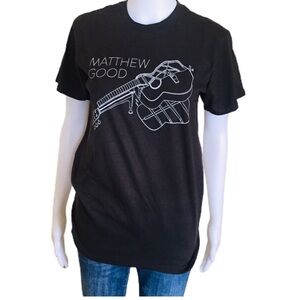 MATTHEW GOOD Band Tee Shirt With Cap Sleeves Charcoal Grey Size Small
